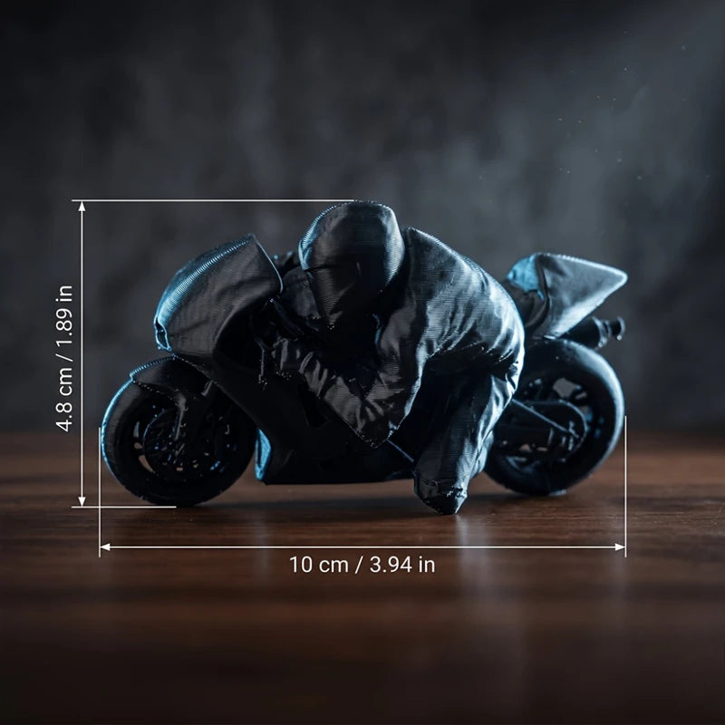 Mini Racing Motorcycle Rider Figurine - 3D Printed Desk Ornament & Gaming Decor