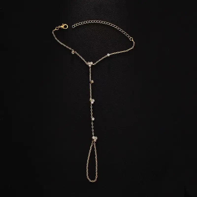 Summer Rhinestone Flower Hand Back Bracelet for Women Wedding Party Jewelry