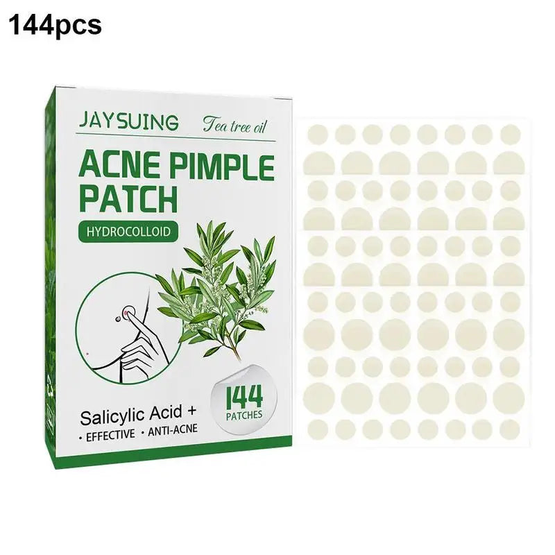 Acne Patches 144pcs Translucent Hydrocolloid Salicylic Tea Tree Oil for Inflamed Skin