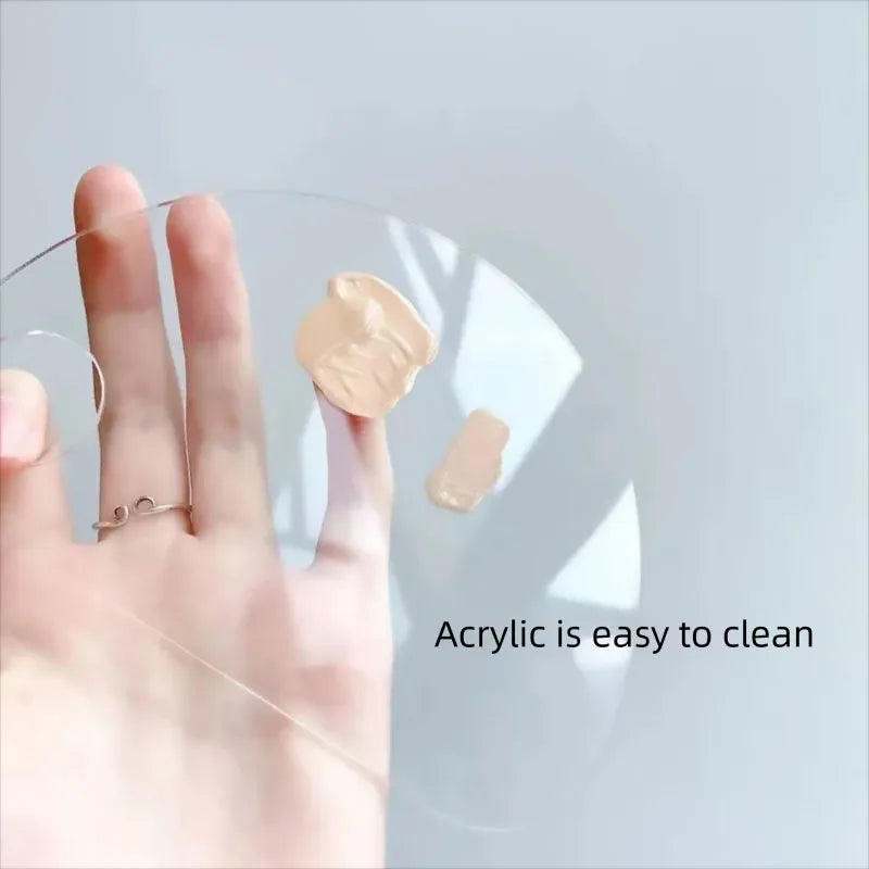 Transparent Makeup Mixing Palette - Acrylic Foundation Tray & Spatula Set