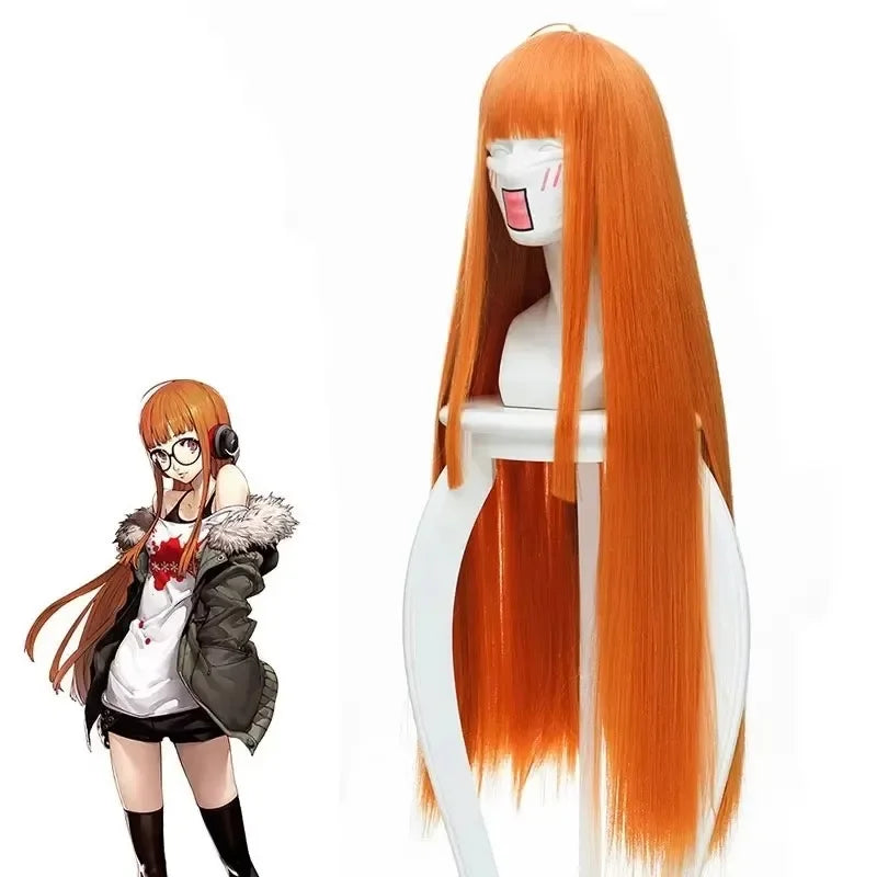 Anime Futaba Sakura Wig Cosplay Costume for Women Long Synthetic Hair Halloween Role Play