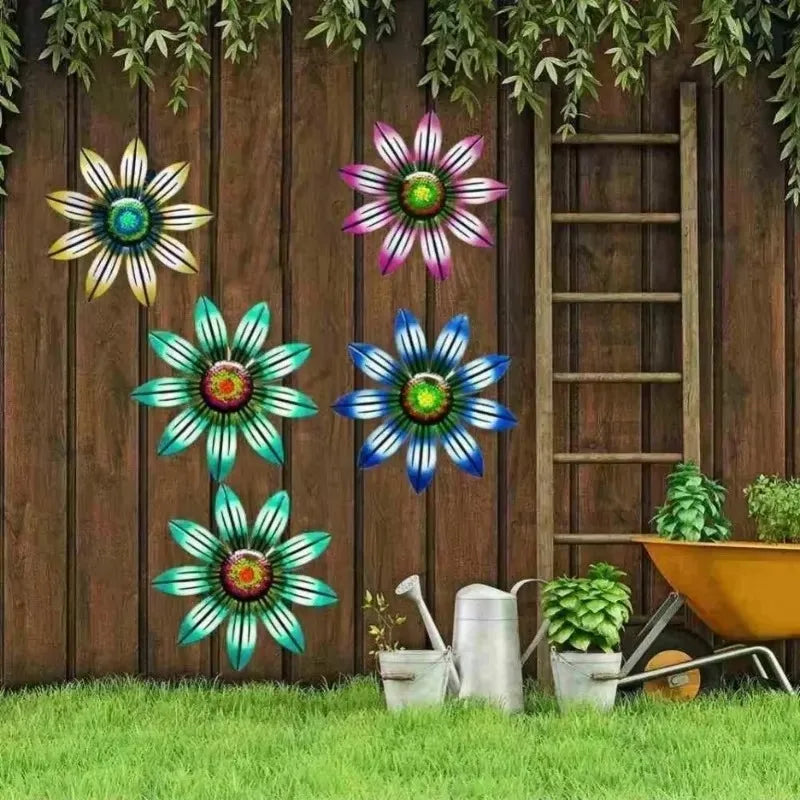 Metal Flower Wall Decor Sculpture - Modern Outdoor Garden & Home Decoration