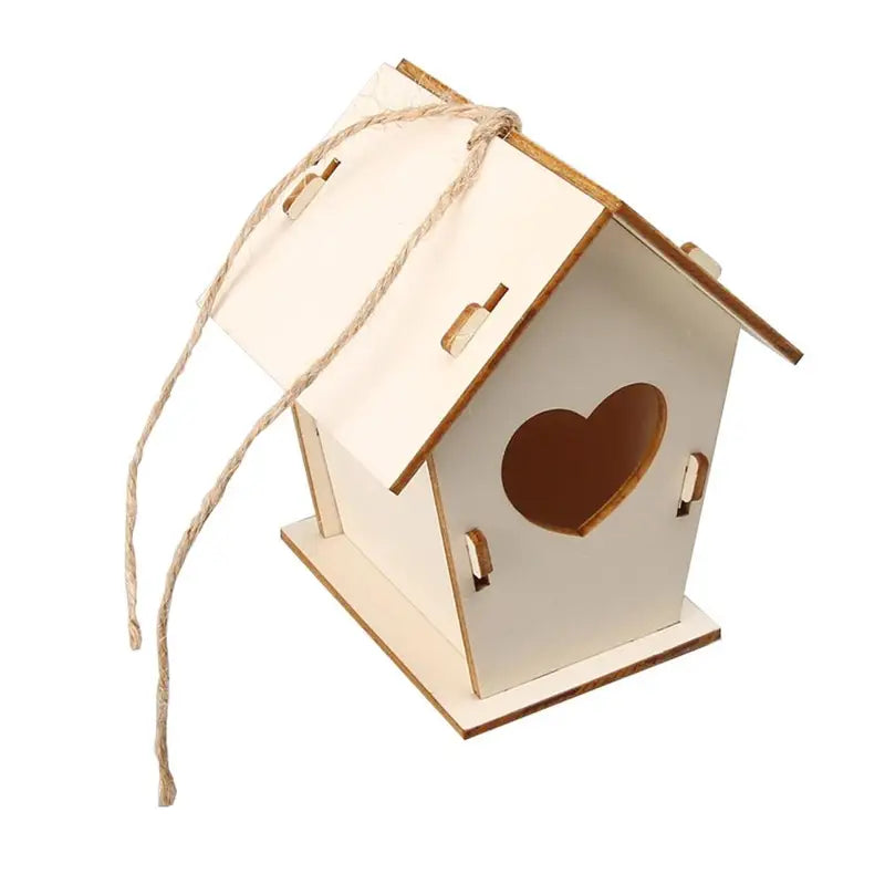 Wooden Outdoor Hanging Bird Cage Birdhouse - DIY Rustic Garden Nester