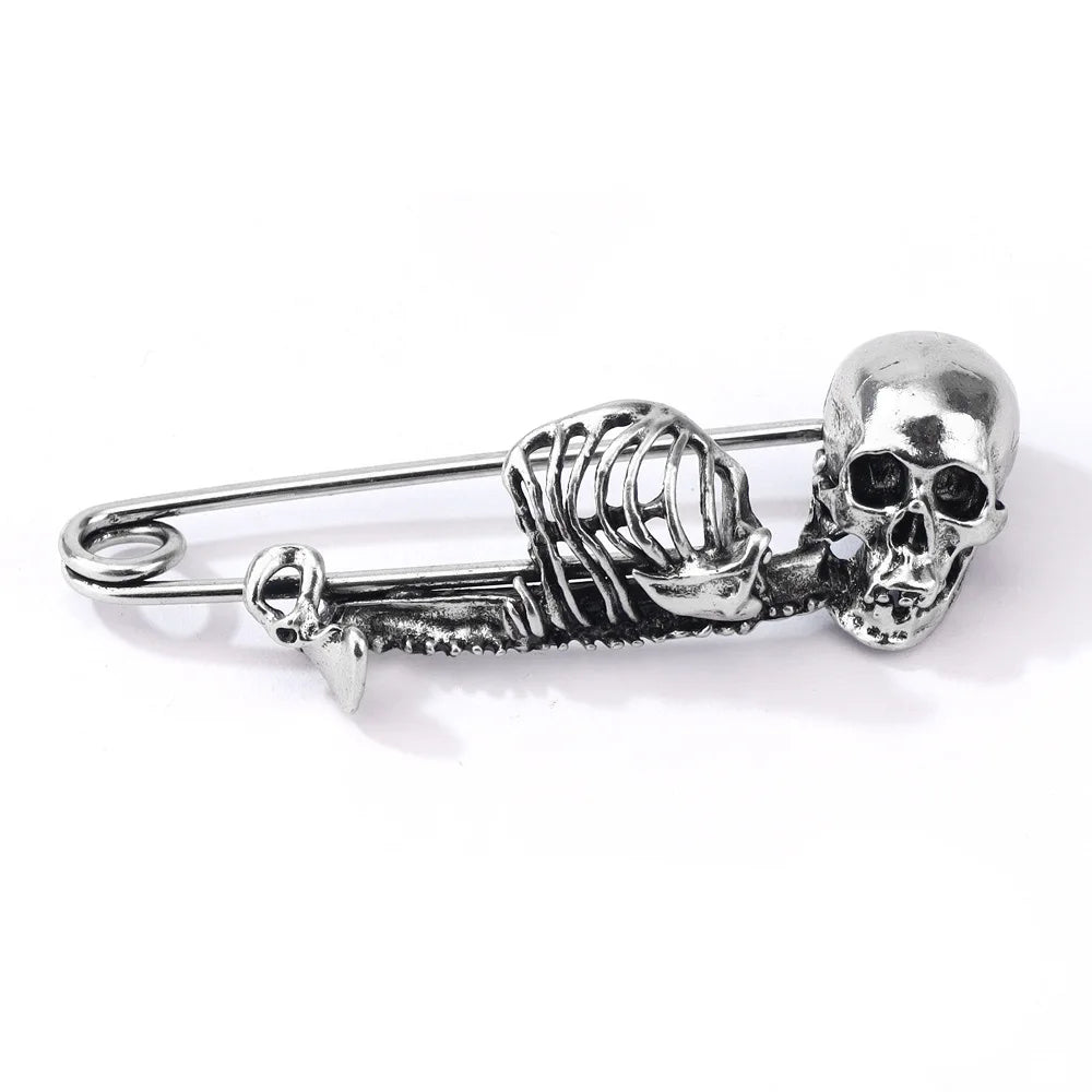 Retro Skull Punk Style Halloween Brooch Dark Skull Pin Accessory