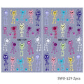 2pcs Skeleton Halloween Nail Stickers Cartoon Skull Head Textured Decals DIY Manicure Accessories