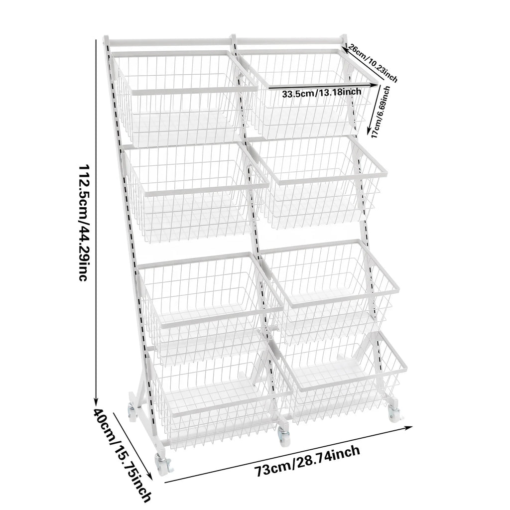 Mobile Snack Display Rack with Wheels for Kitchen & Store Storage
