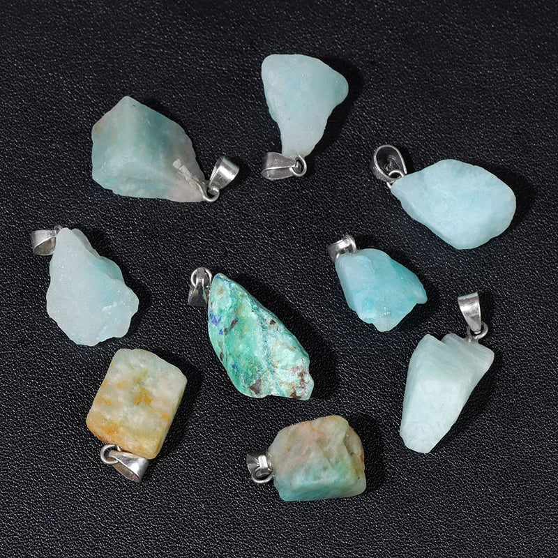 Natural Stone Quartz Crystal Energy Charms for Jewelry Making, Irregular Pendant Set