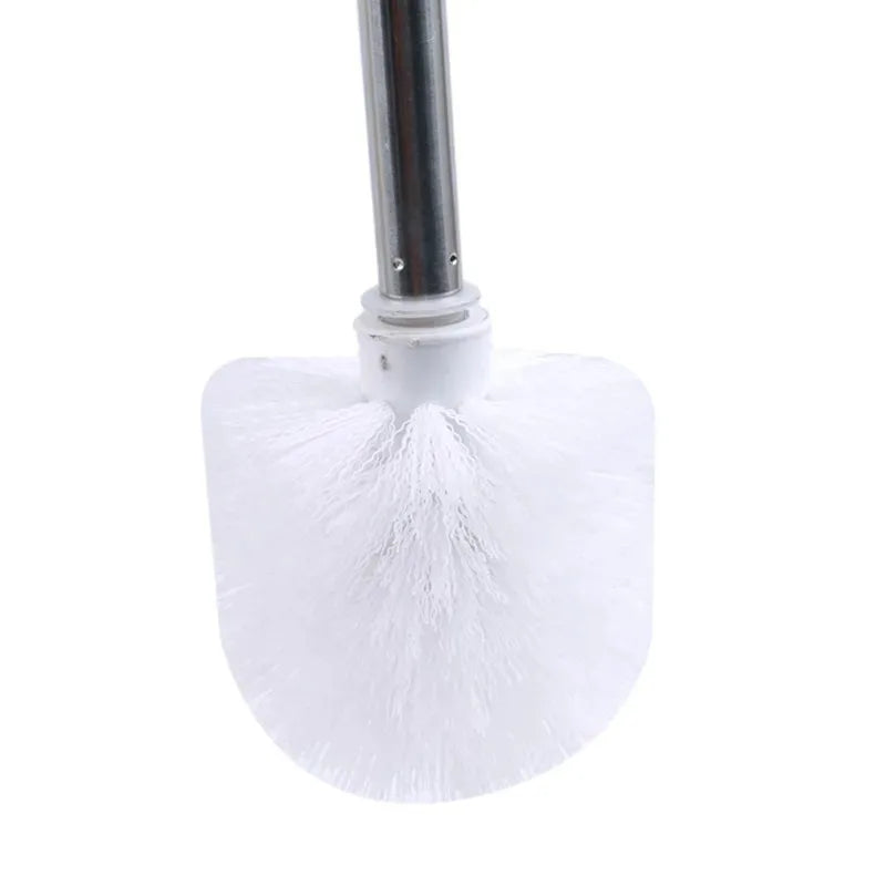 Stainless Steel Handle Toilet Brush Set with Wall-Mounted Storage Rack - Dead Corner Bathroom Cleaner
