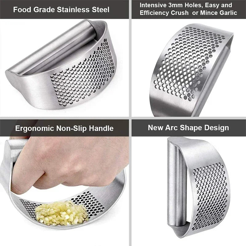 Upgraded Stainless Steel Garlic Press & Ginger Crusher - Kitchen Gadget