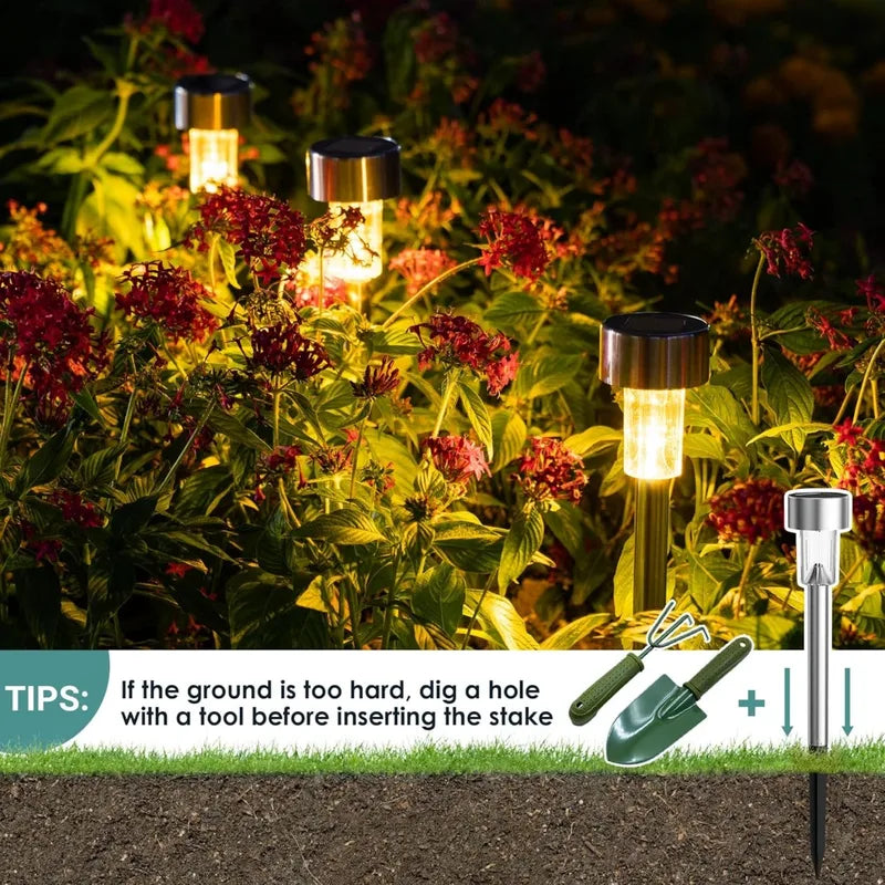 10 Pack Solar Garden Path Lights Waterproof Outdoor Landscape LED Yard Lighting