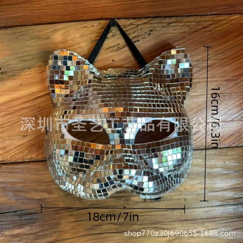 Disco Reflective Glass Mirror Mask Halloween Costume for Women & Teens