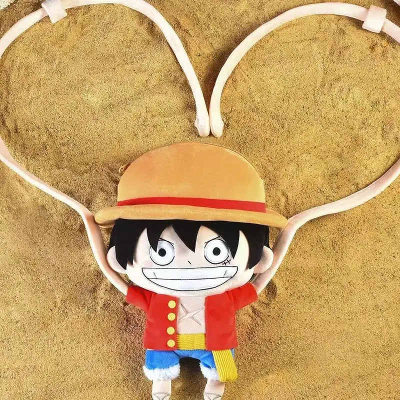 Anime Plush Crossbody Bag Luffy One Piece Cartoon Shoulder Bag for Fans