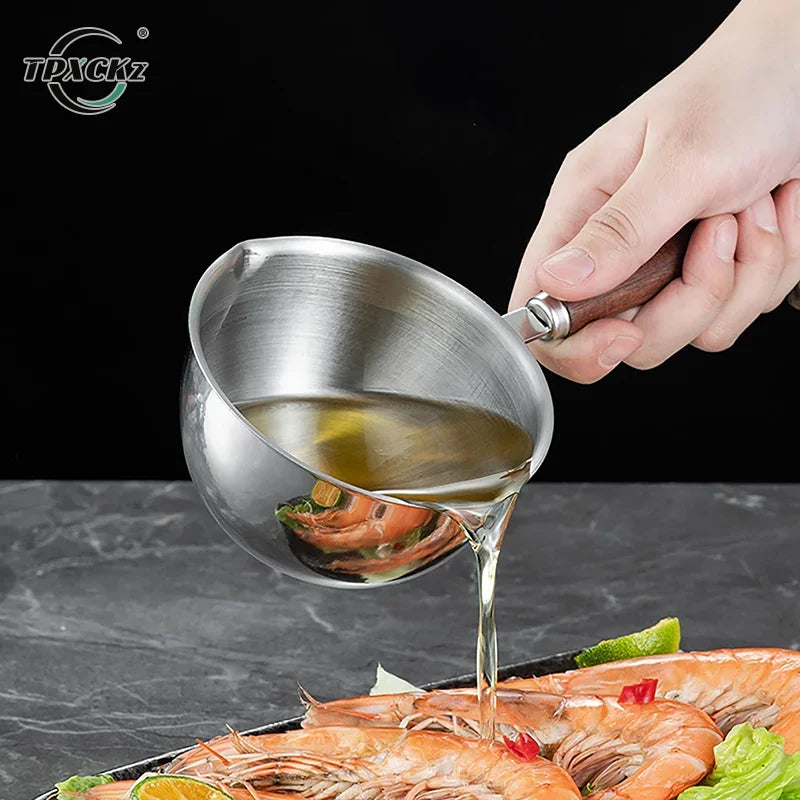 Stainless Steel Wax Melting Pot with Wooden Handle for Candle, Soap, Chocolate, and Hot Beverages