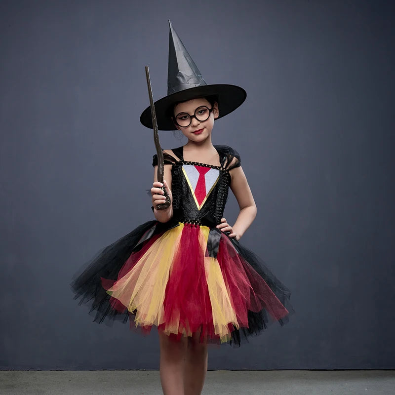 Kids Hermione Girl Tutu Dress for Halloween Cosplay Costume Party Dress