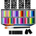 Face & Body Paint Kit with 65 Colors, 32 Stencils, Brushes & Sponges for Creative Makeup and Art