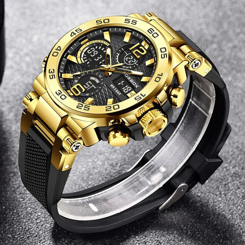 Men's Waterproof Sport Diver Watch with Luminous Hands & Stainless Steel Case