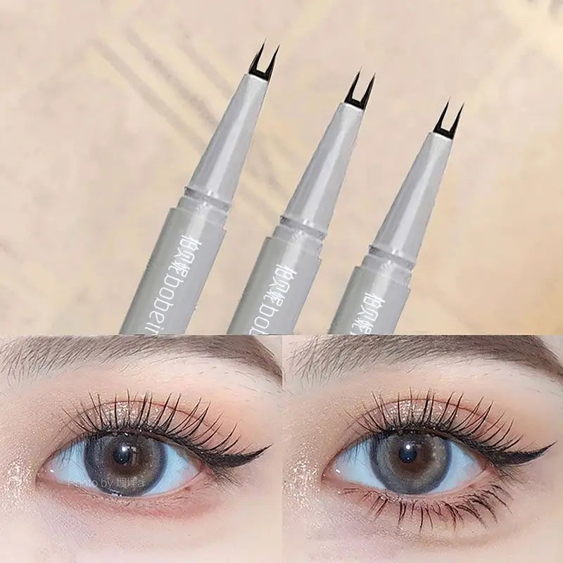 Double-Claw Eyeliner Pen Waterproof Smudge-Proof Liquid Eyeliner for Upper & Lower Lashes