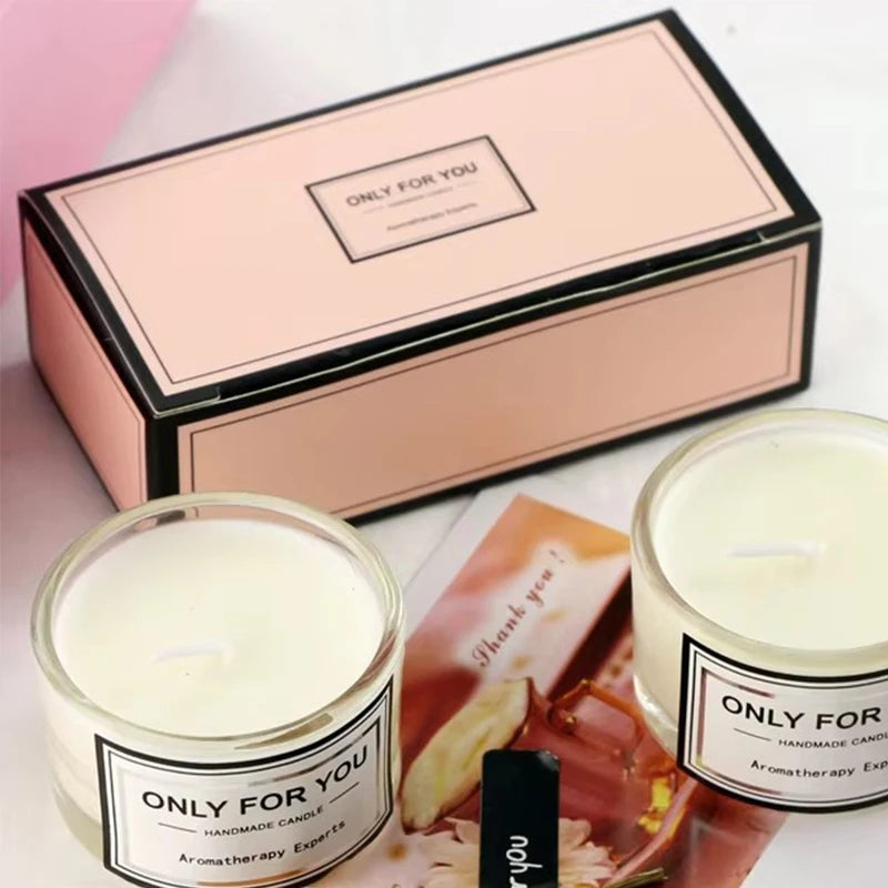 Soy Wax Scented Candle Set - Romantic Aromatherapy, Smokeless, Eco-Friendly, Glass Jar, Multiple Colors
