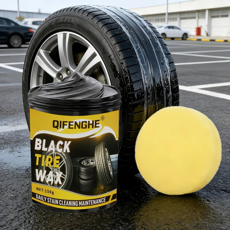 Black Tire Wax & Tire Shine Cleaner for Car Maintenance - Long-Lasting Gloss