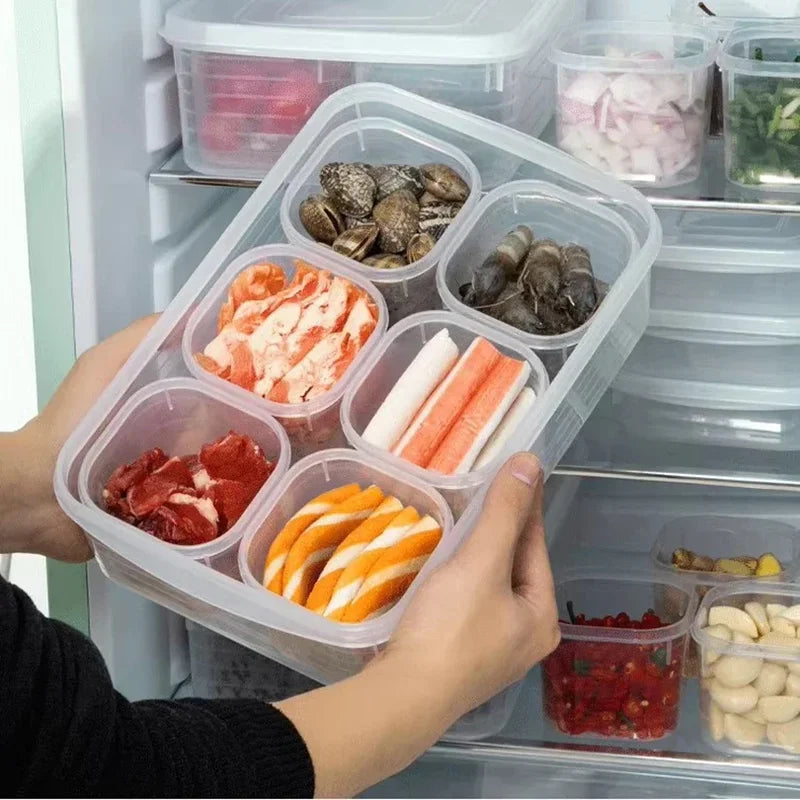 6-Grid Food Storage Containers with Lids - Fresh-Keeping and Organization