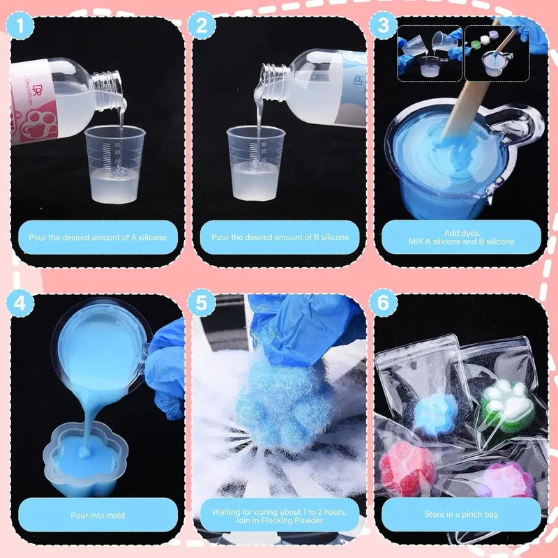 Liquid Silicone Cat Paw & Rabbit Mold Kit for DIY Stress Relief & Crafting