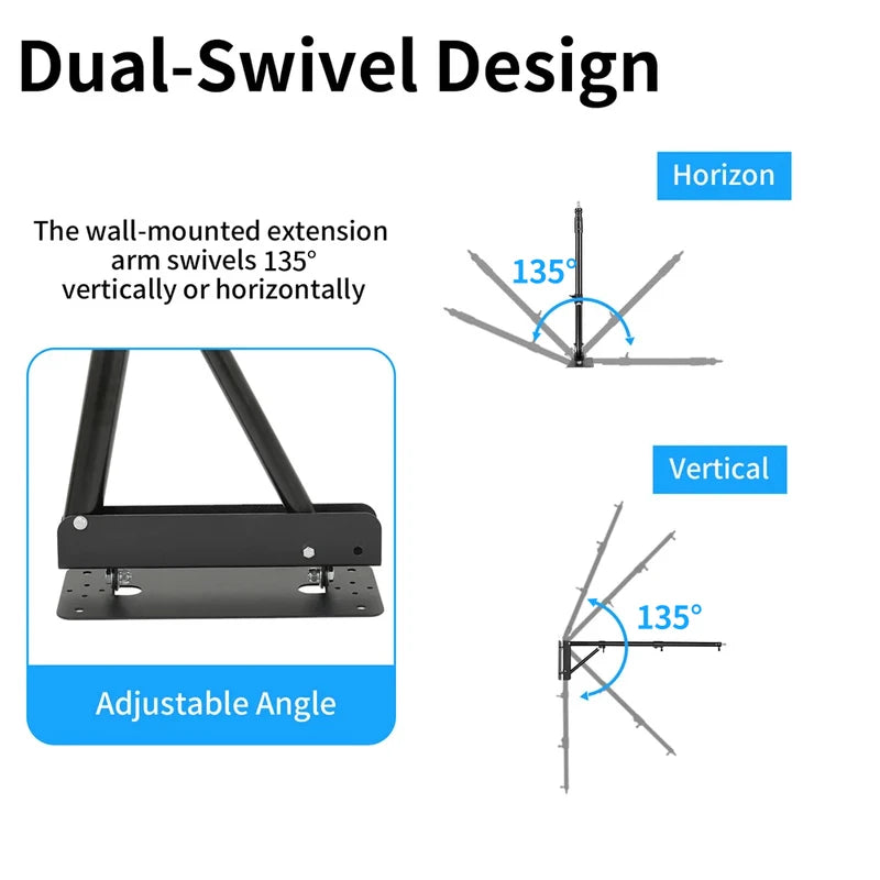 Heavy Wall Mount Boom Arm for Studio Lighting & Projector Bracket 170cm
