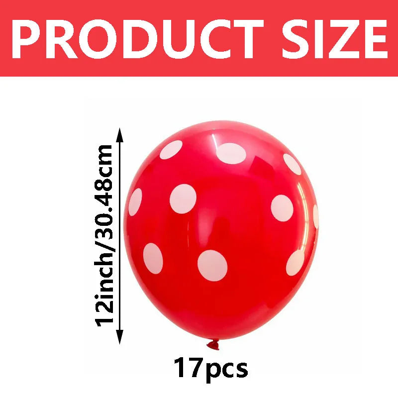17pcs Red Polka Dot Latex Balloons 12 Inch Party Decorations for Birthday Wedding Valentine