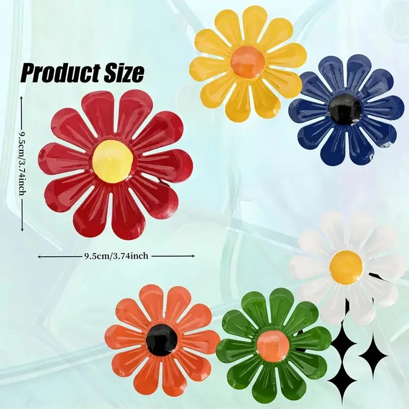 Outdoor Wall Sunflower Metal Decor 6-Pack Weatherproof Garden Art for Yard & Housewarming Gift