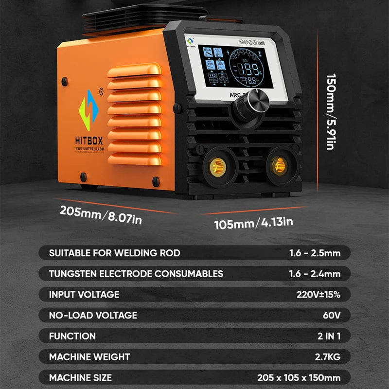 Portable Arc Welding Machine 2-in-1 MMA TIG Inverter Digital Display 220V