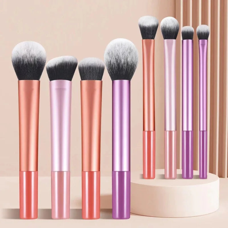 8-Piece Makeup Brush Set - Soft Synthetic Hair, Easy to Clean, Cruelty-Free, Foundation, Blush, Eyeshadow