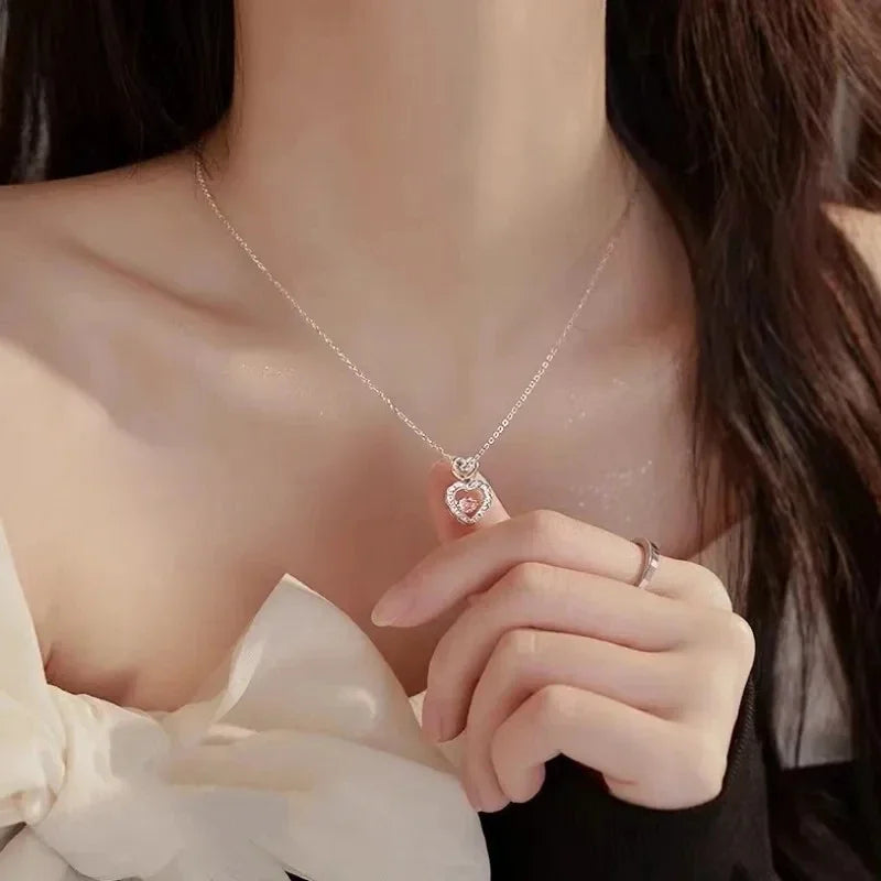Elegant Heart-Shaped Necklace for Women with Crystal Pendant - Romantic Jewelry Gift