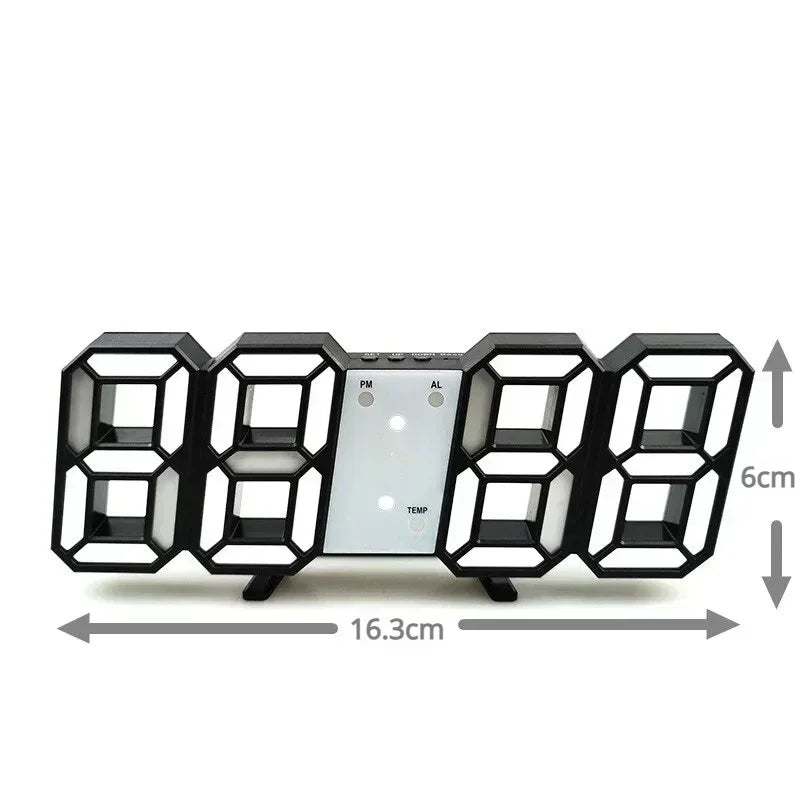 Digital LED Wall & Desk Clock with Alarm and Brightness Adjustments for Home Office Bedroom