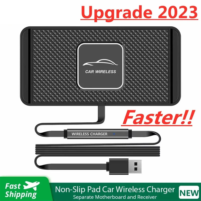Wireless Car Charger Silicone Pad Stand for iPhone, Samsung, Xiaomi & Huawei