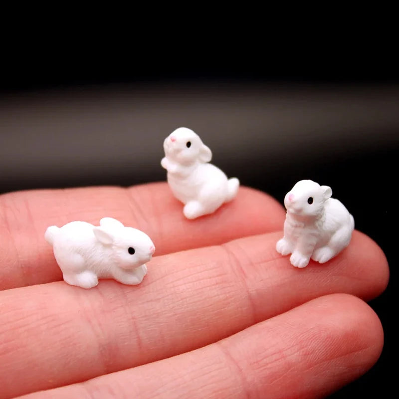 Mini Resin Rabbit Figurines Set for Fairy Garden & DIY Crafts - Farm Animal Decor