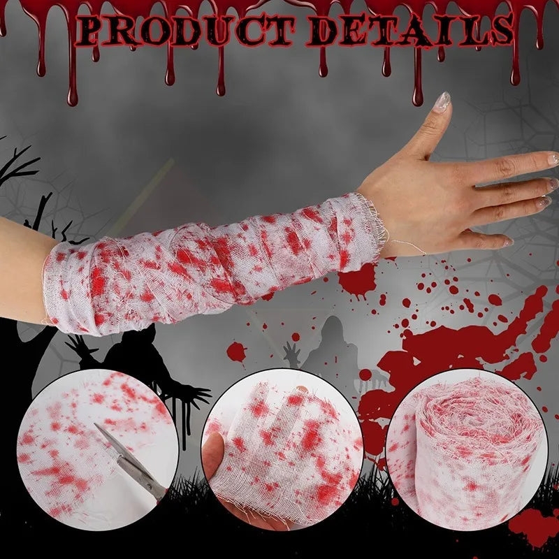 Halloween Bloody Cloth Strips for Haunted House Horror Scene Decoration - 10/15M