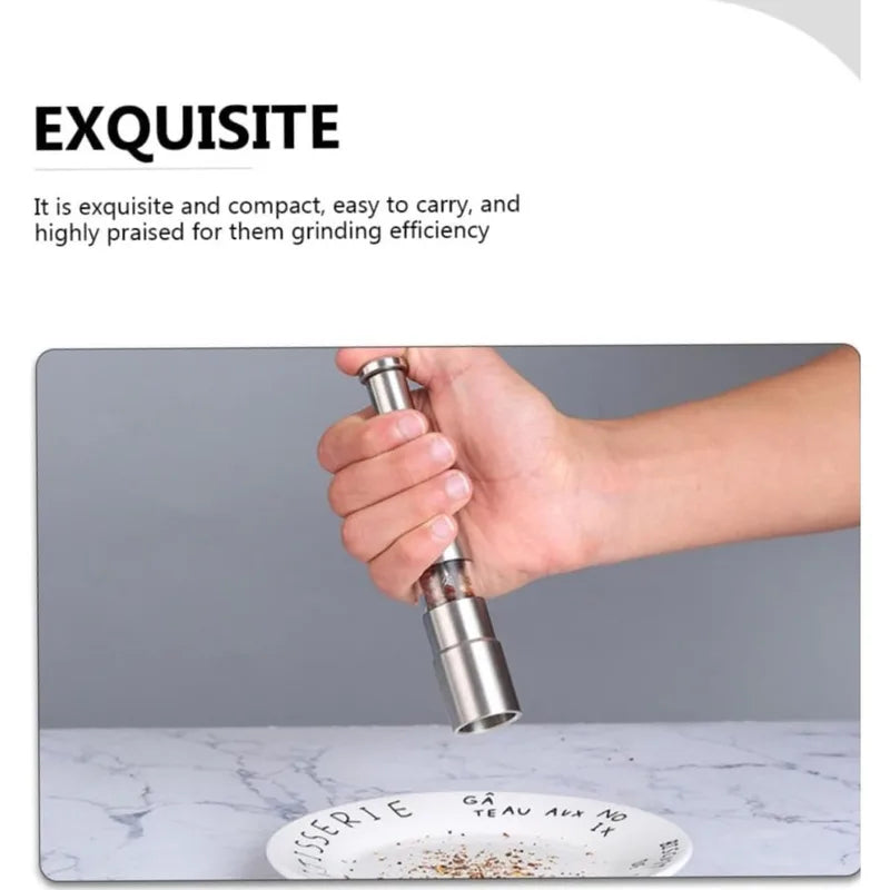 Salt and Pepper Grinder Set - Stainless Steel Handheld Spice Mill for Kitchen
