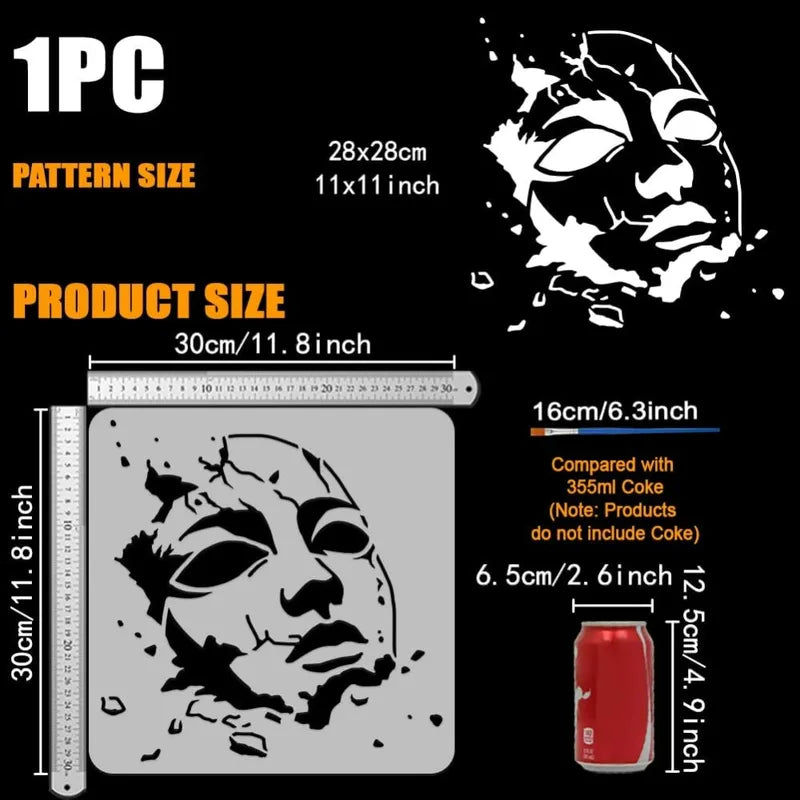 Reusable Face Mask Drawing Stencil with Paint Brush - DIY Art & Craft Template