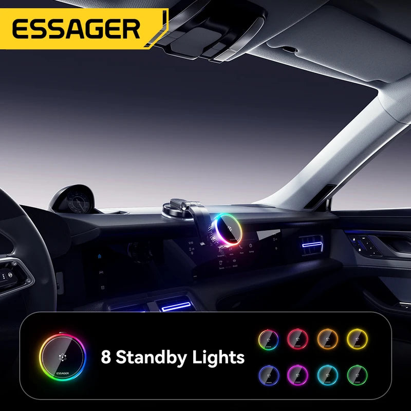 15W Wireless Car Charger Magnetic Mount for iPhone Fast Charging Station