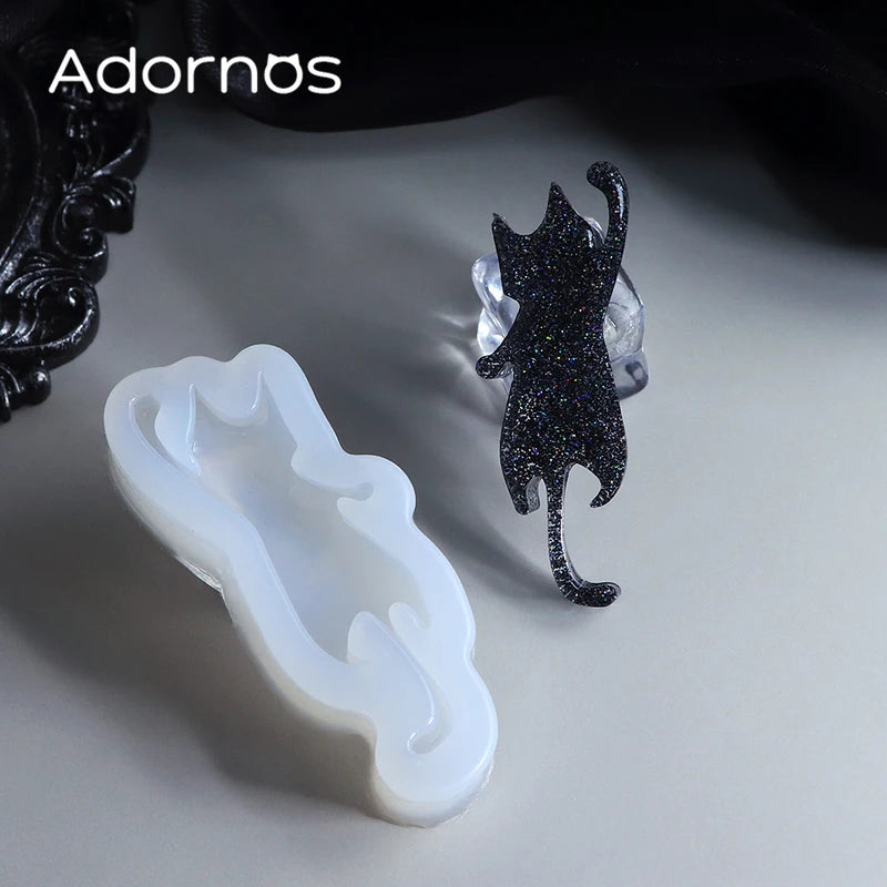 Halloween Resin Silicone Molds Kitten Cat Jewelry & Keychain Crafting Mold