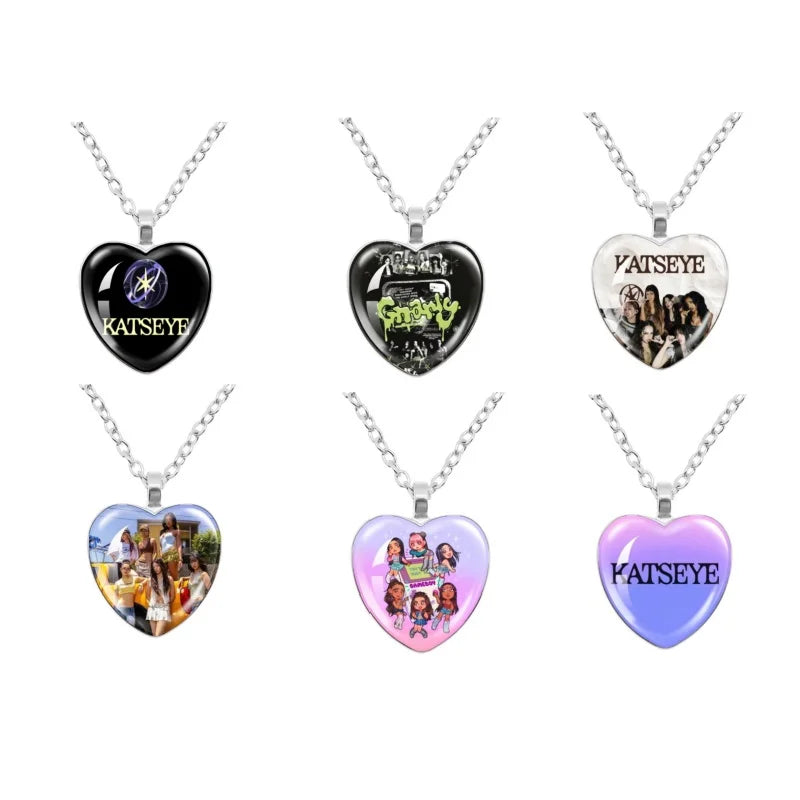Heart-Shaped Pendant Necklace with Cross-Border Girl Group Style Chain – Gift for Fans