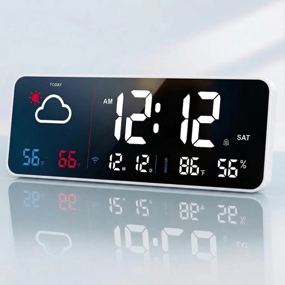 WiFi Smart Weather Clock with Indoor Temp & Humidity Display, Alarm & App Control