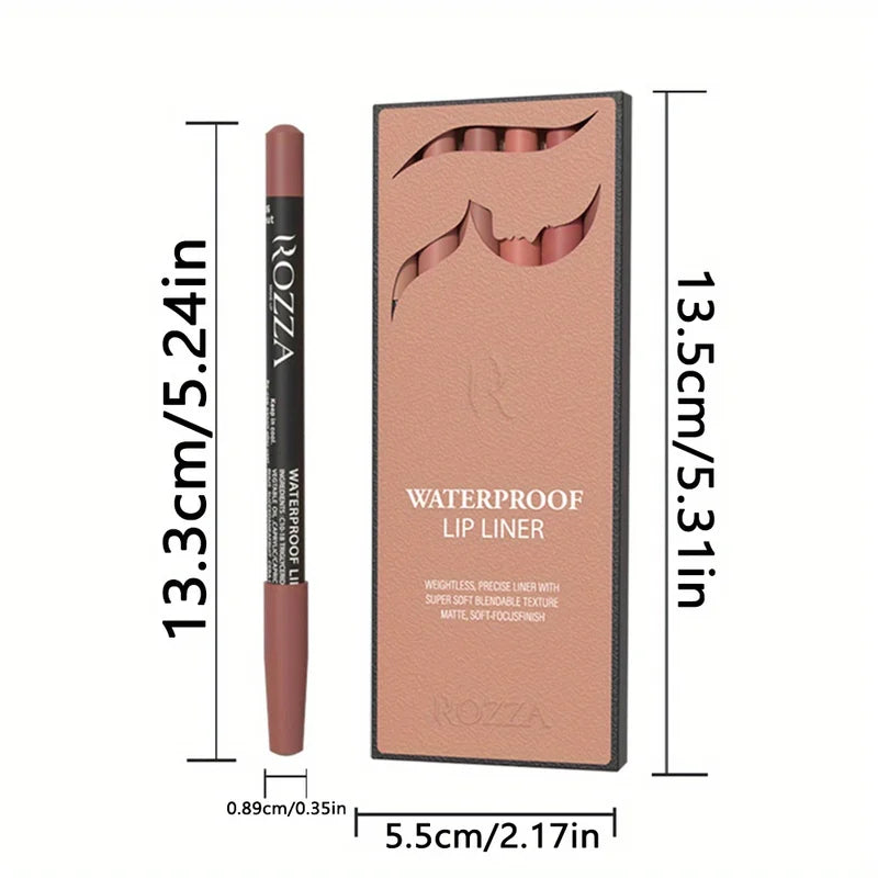 6-Piece Lip Liner Set Nude Brown Collection Velvet Matte Waterproof Long Lasting