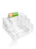 44-Piece Drawer Storage Box Set with Dividers - Transparent Plastic Organizer