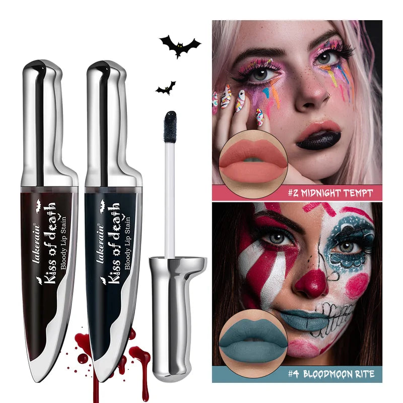 6-Piece Gothic Waterproof Lip & Eye Makeup Set - Long Lasting Halloween Cosplay