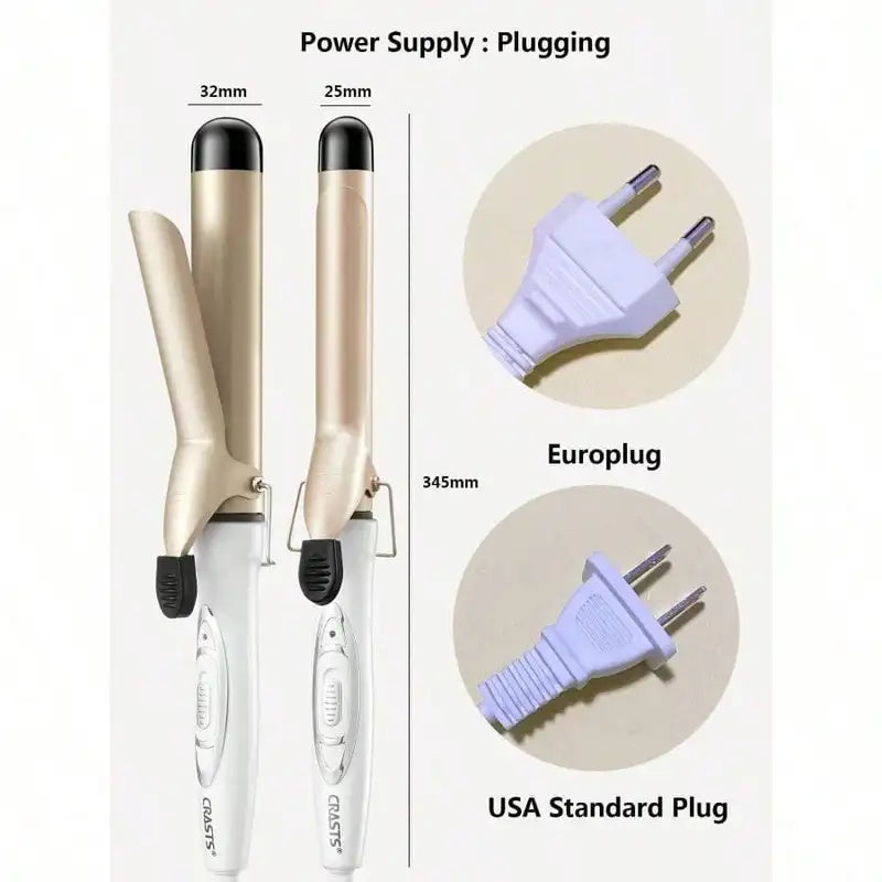 25mm/32mm Curling Iron with Rapid Heating & One-Touch Control - Gold Barrel for Natural Waves