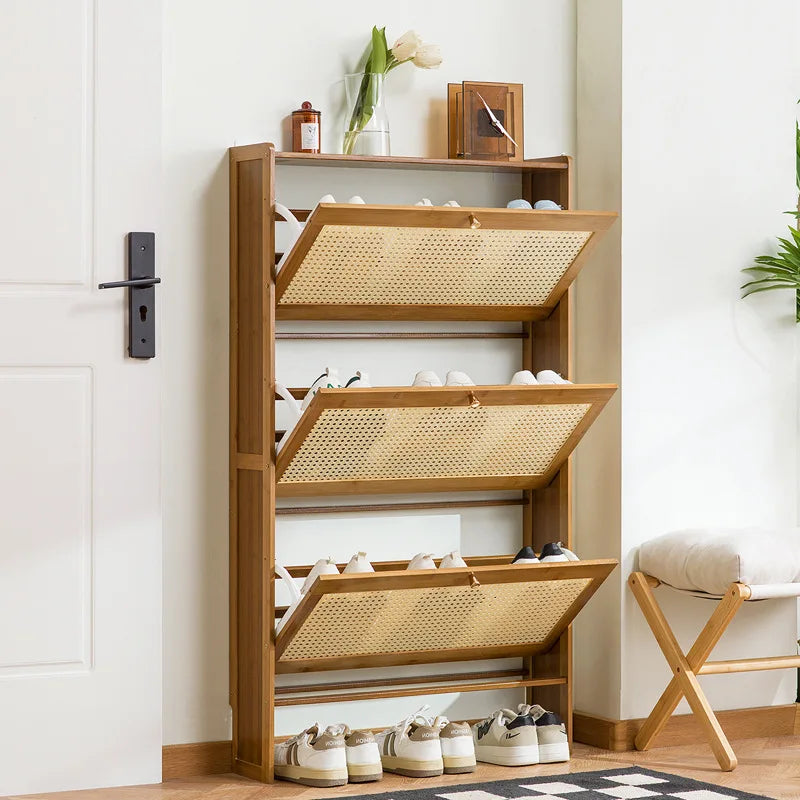 Ultra-Thin Shoe Cabinet with Tipping Bucket for Entryway Storage - Large Capacity, Simple Design