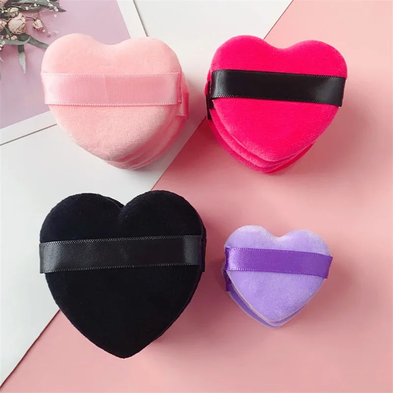 Heart-Shaped Velvet Makeup Puff Set - Soft, Skin-Friendly Cosmetic Sponges