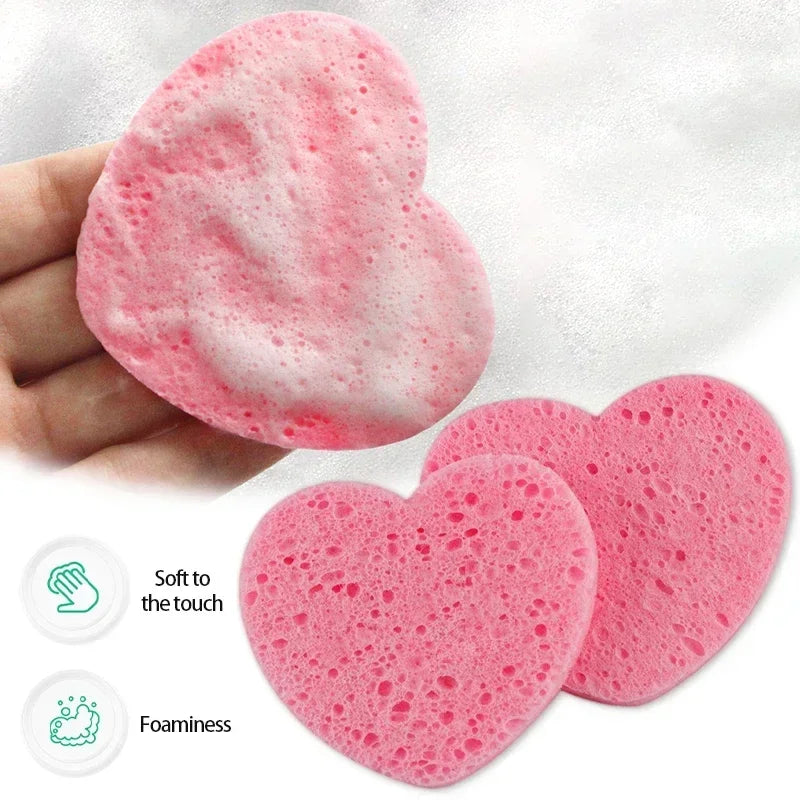 10PCS Natural Cellulose Face Cleaning Sponges for Exfoliating and Makeup Removal