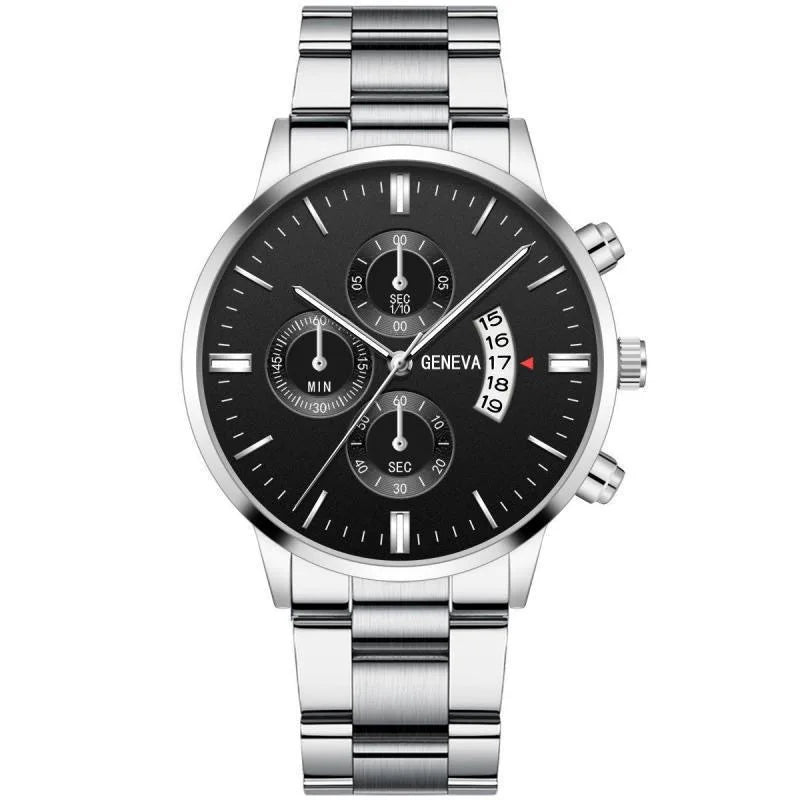 Luxury Men’s Business Watch Stainless Steel Big Dial Quartz Wristwatch - Multiple Colors