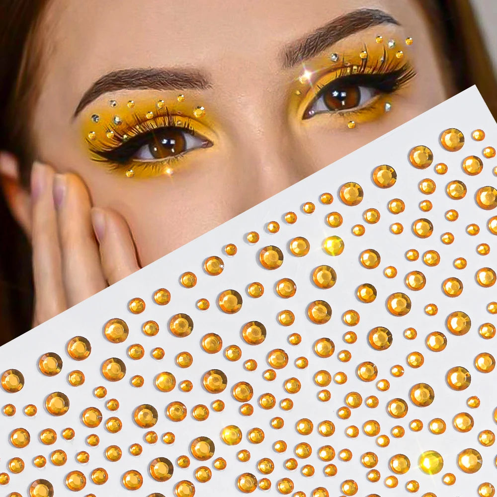 Face Gem Makeup Stickers 3D Rhinestone Self-Adhesive Eye Decor Kit